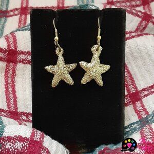 Holiday Radiance: Handmade Gold Christmas Star Drop Earrings
